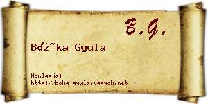 Bóka Gyula névjegykártya